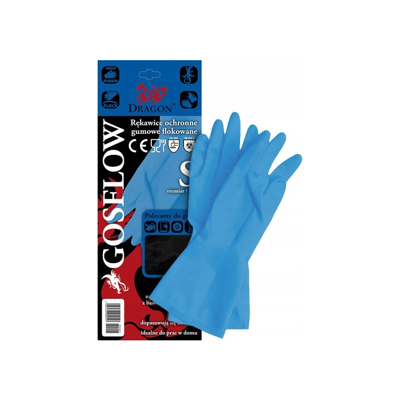 Rękawice REIS DRAGON GOSFLOW gumowe flokowane niebieskie roz.7/S