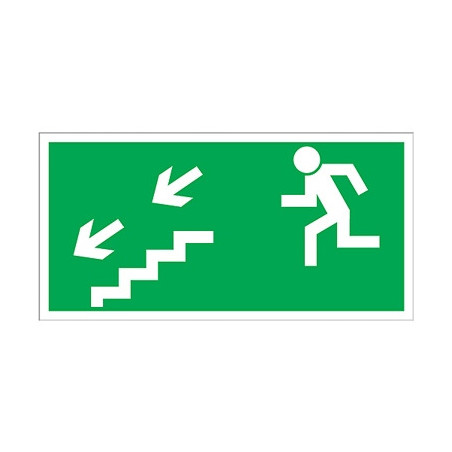 Tablicz.KIERUNEK DO EWAKUACJI W DÓŁ W LEWO Z-7E-FS 150X300