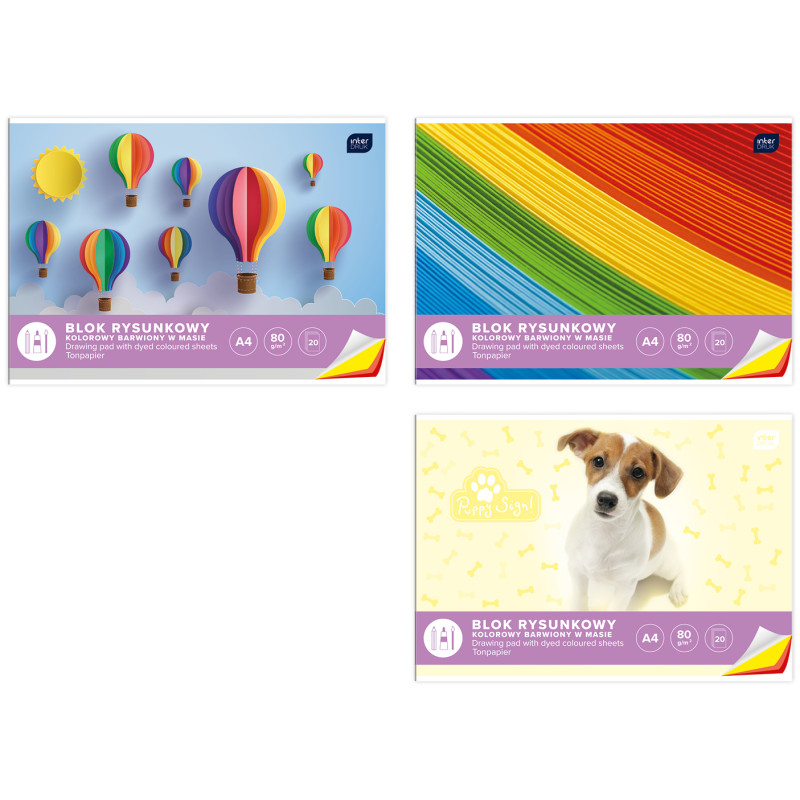 Blok rysunkowy kolorowy A4 20k INTERDRUK