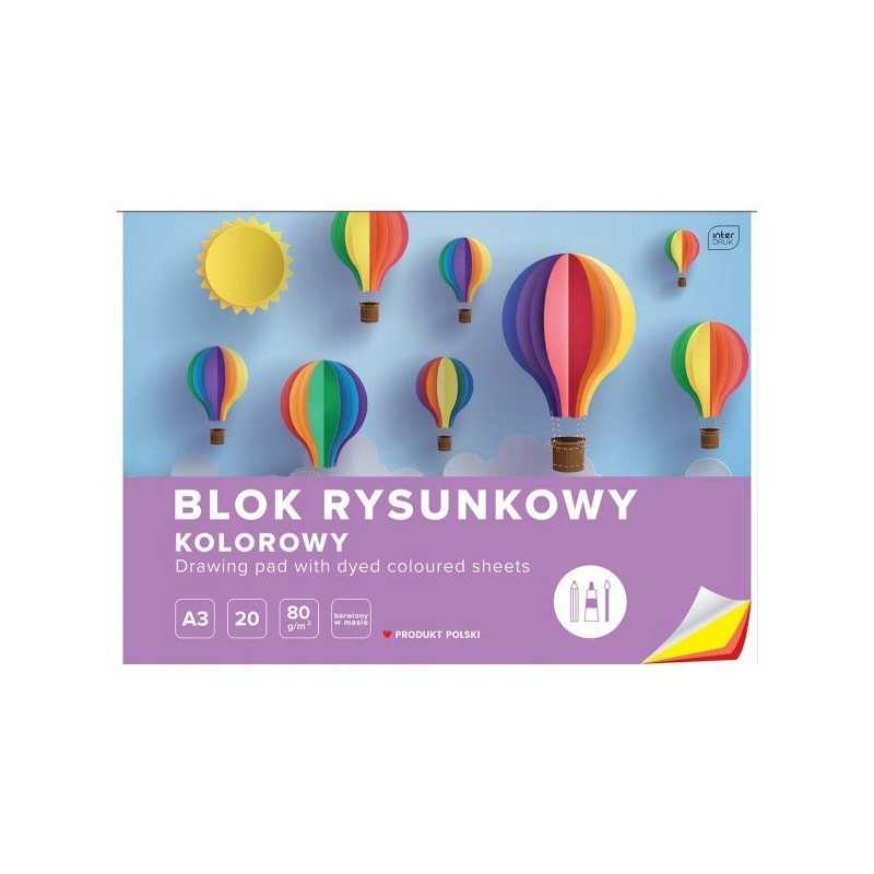 Blok rysunkowy kolorowy A3 20k INTERDRUK