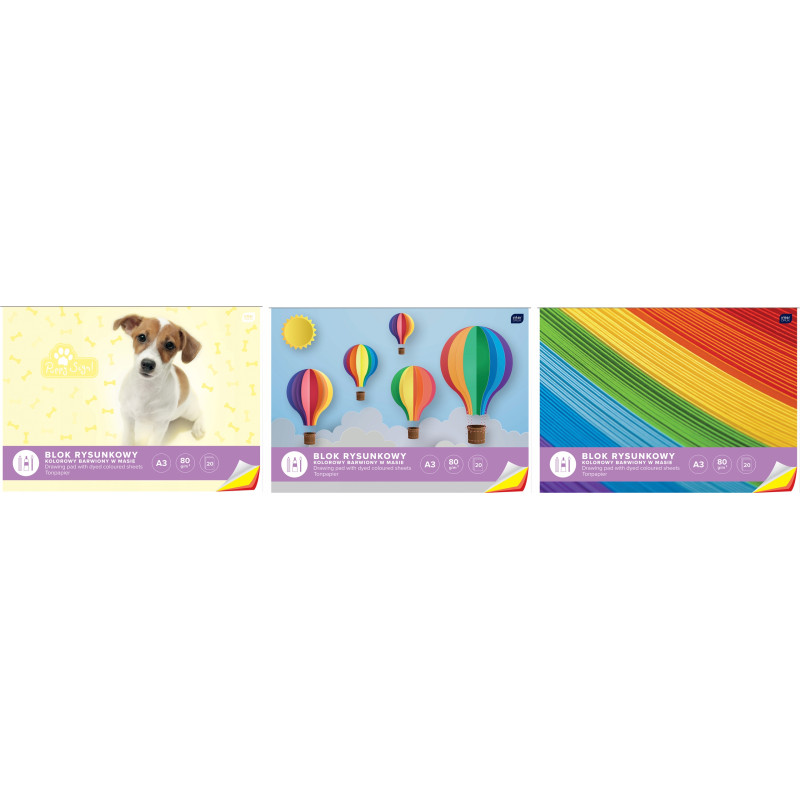 Blok rysunkowy kolorowy A3 20k INTERDRUK