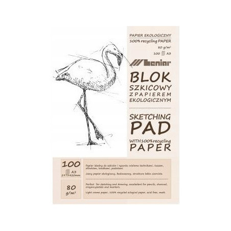 Blok szkicownik A3 100k 80g papier jasny 90892 LENIAR