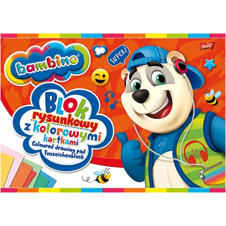 Blok rysunkowy szkolny A4 kolorowy 16 kartek 80g BAMBINO