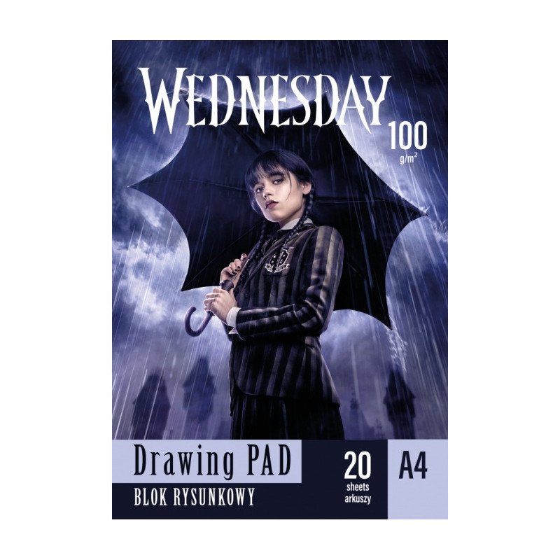 Blok rysunkowy A4 20 kartek 100g biały WEDNESDAY 106024006 ASTRA