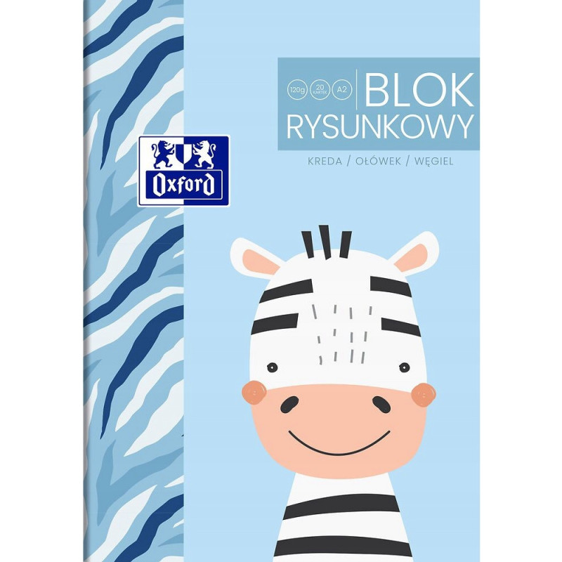 Blok rysunkowy szkolny A2 biały 20 kartek 120g KIDS 400170352 OXFORD