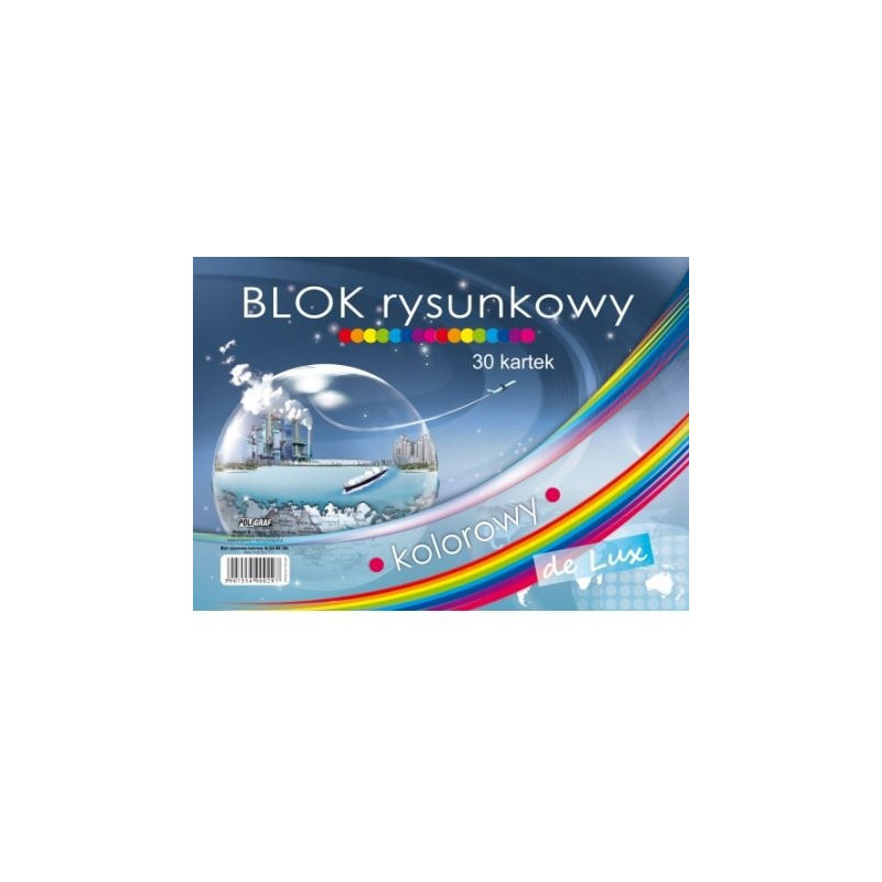 Blok rysunkowy A4 30 kartek kolorowy De Lux POLIGRAF