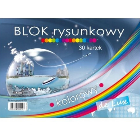 Blok rysunkowy A4 30 kartek kolorowy De Lux POLIGRAF