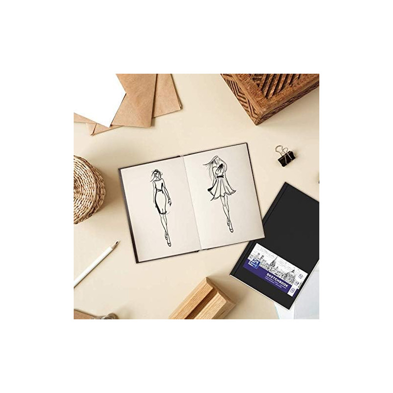 Szkicownik Sketchbook szyty A6 96k 100g czarny 400152626 OXFORD