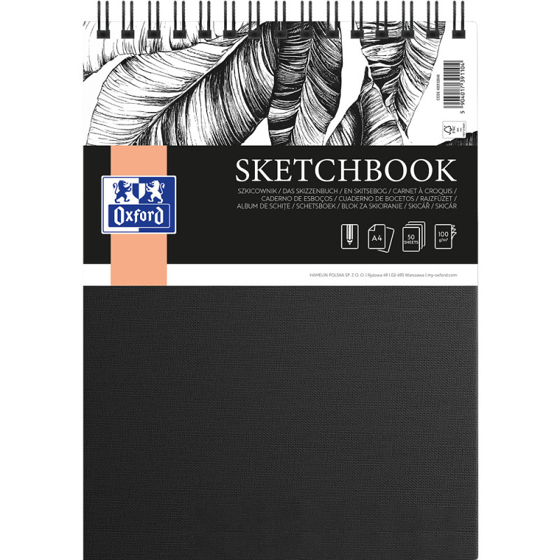 Szkicownik Sketchbook A4 50k 100g czarny 400152648 OXFORD