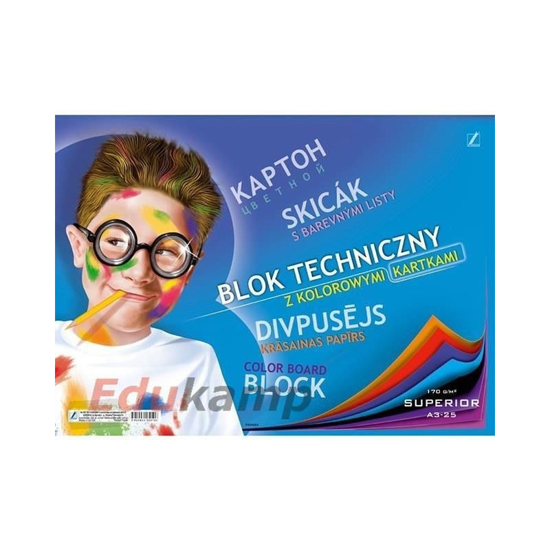 Blok techniczny A3 10k kolorowe kartki KRESKA