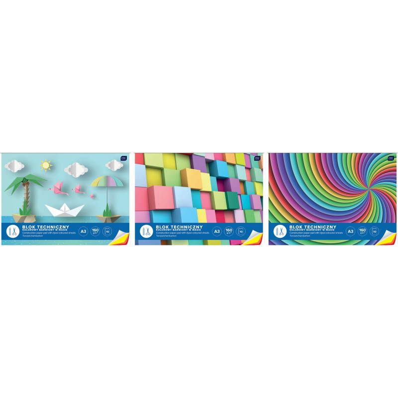 Blok techniczny kolorowy A3 10k INTERDRUK