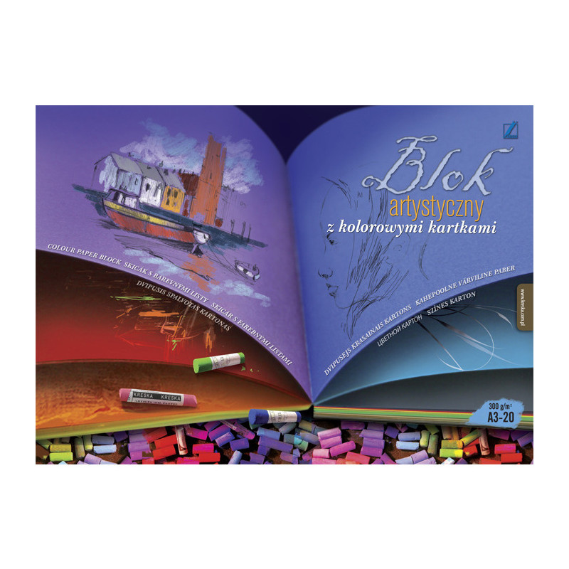 Blok techniczny A3 300g kolorowe kartki KRESKA