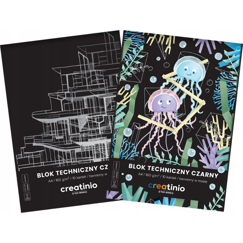 Blok techniczny szkolny A4 czarne kartki 10 kartek 160g 400176681 TOP 2000