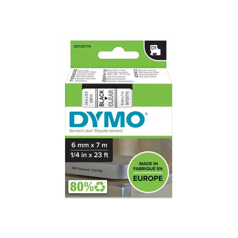 Taśma czarny nadruk na przezroczystym 6mm x 7m DYMO S0720770