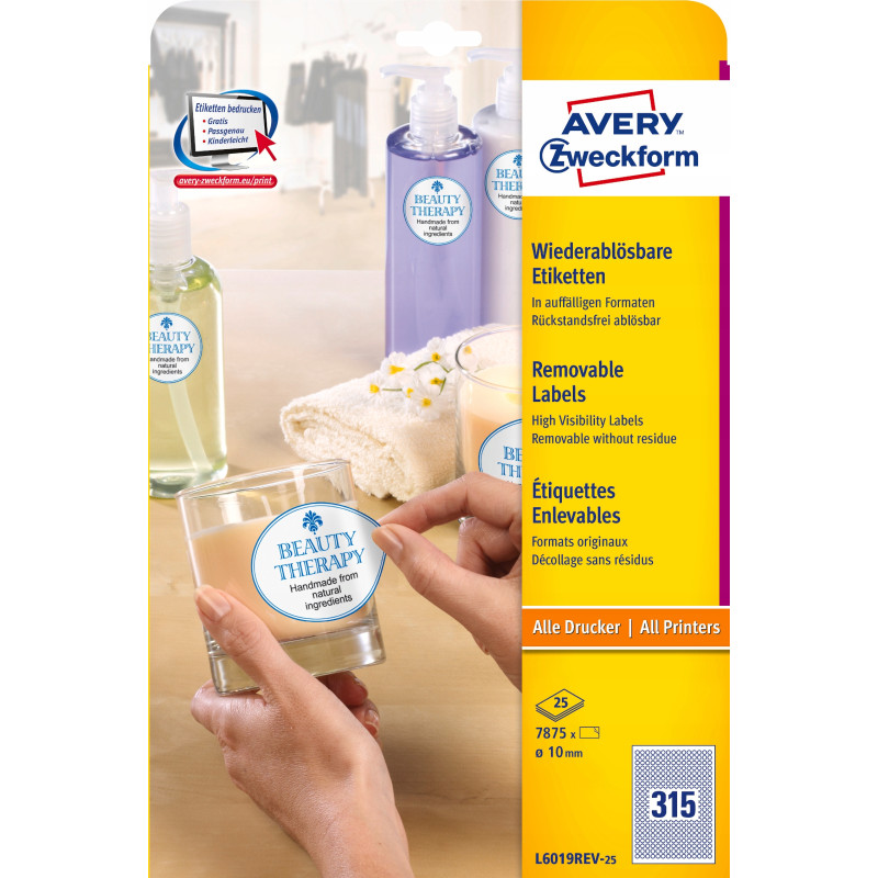 Etykiety ZF Q10mm L6019REV25 (25) kółka A4 AVERY ZWECKFORM
