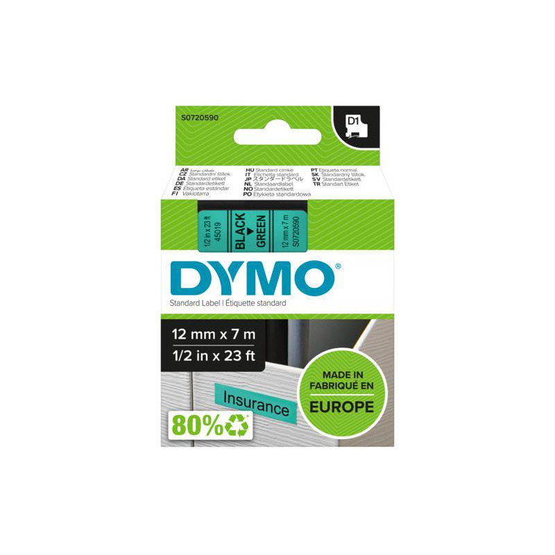 Taśma czarny /zielony 12mm/7m 5045019 DYMO S0720590