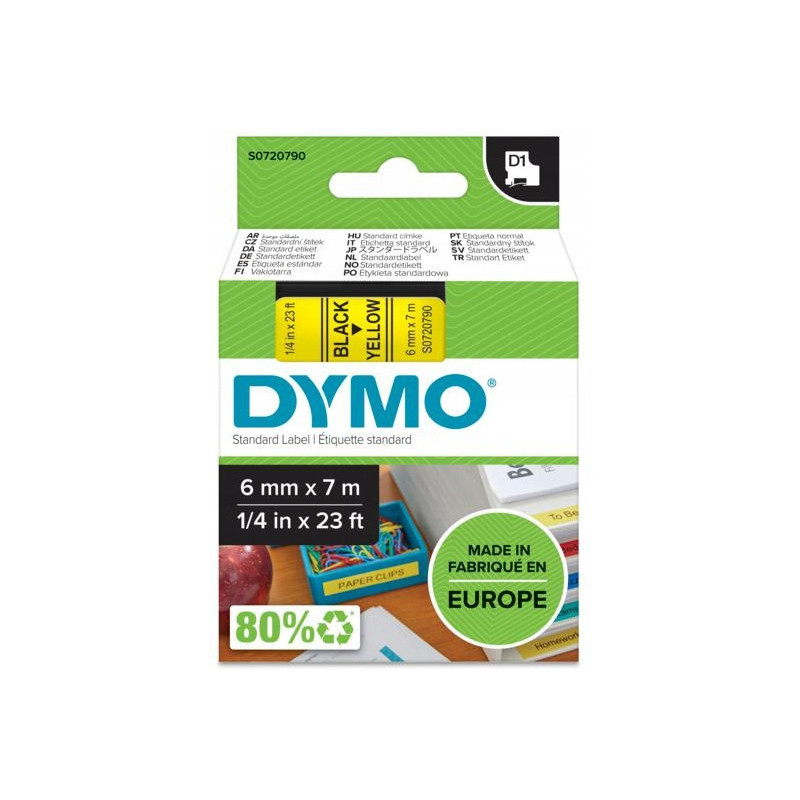 Taśma czarny nadruk na żółtym 6mm x 7m DYMO S0720790