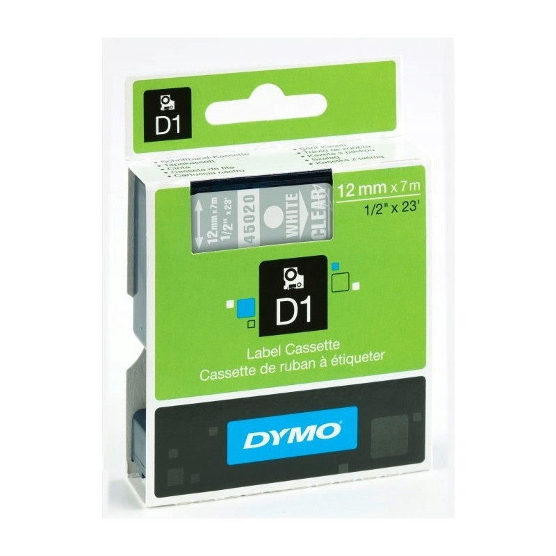 Taśma 12mm/7m biała/przeźroczysta. 45020 DYMO S0720600