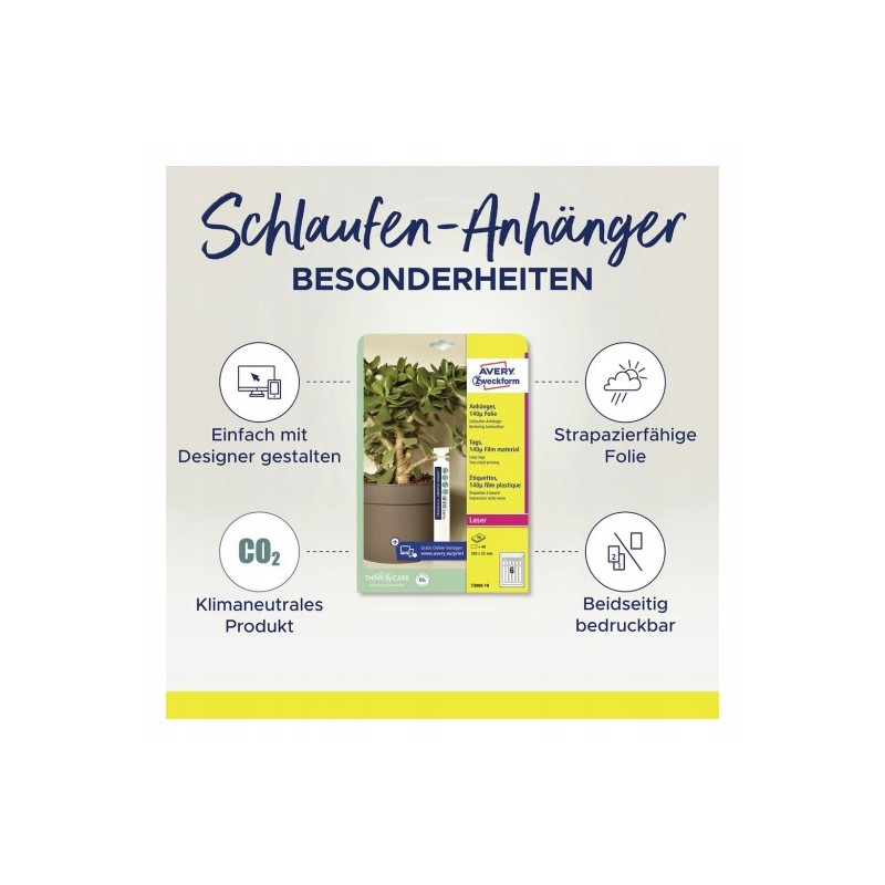 Etykiety pętelkowe do roślin, foliowe (10 arkuszy) 250x25mm T3008-10 AVERY ZWECKFORM