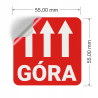 Etykieta ostrzegawcza "GÓRA" 55x55mm papierowa na roli (1000szt) BULK