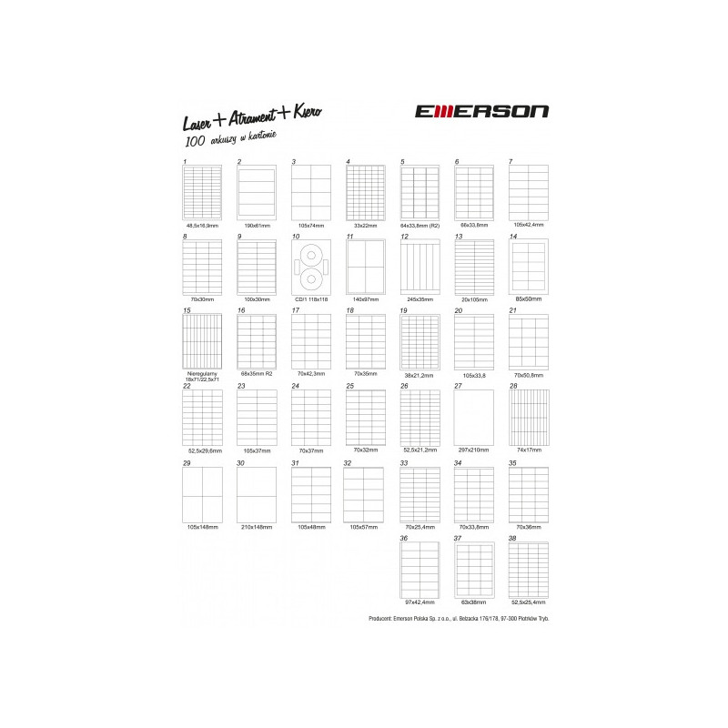 Etykieta A4 biała 100x30mm 009 EMERSON eta4100x030w