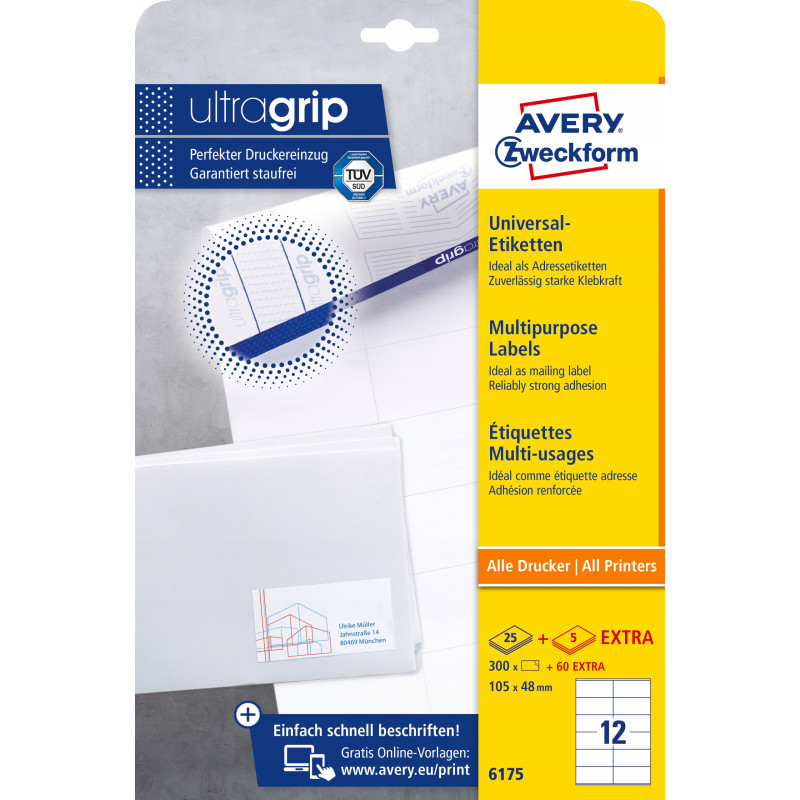 Etykiety ZF A4 białe 105x48mm 6175 AVERY ZWECKFORM (30 arkuszy)