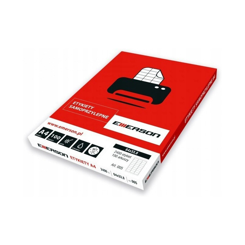 Etykiety A4 białe (100ark) 105x148mm nr.029 EMERSON eta4105x148w