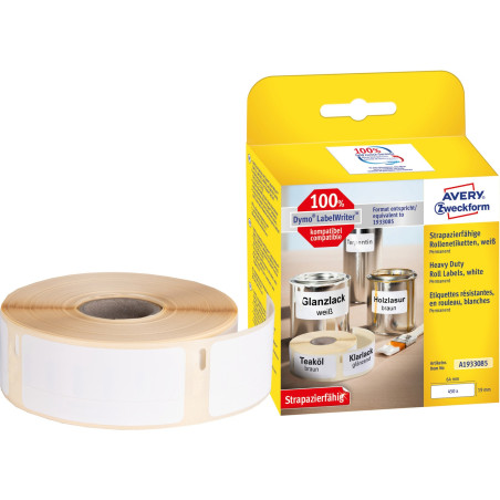 Etykiety HEAVY DUTY w rolce 450et.19x64mm,poliestr.trwałe,białe A1933085 AVERY ZWECKFORM