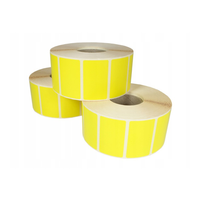 Etykieta polipropylenowa na roli 70x32mm (1000szt) żółta BULK gilza 40mm