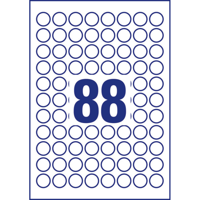 Etykiety okrągłe A4 10 ark. 20 mm białe trwałe 6222-10 AVERY ZWECKFORM