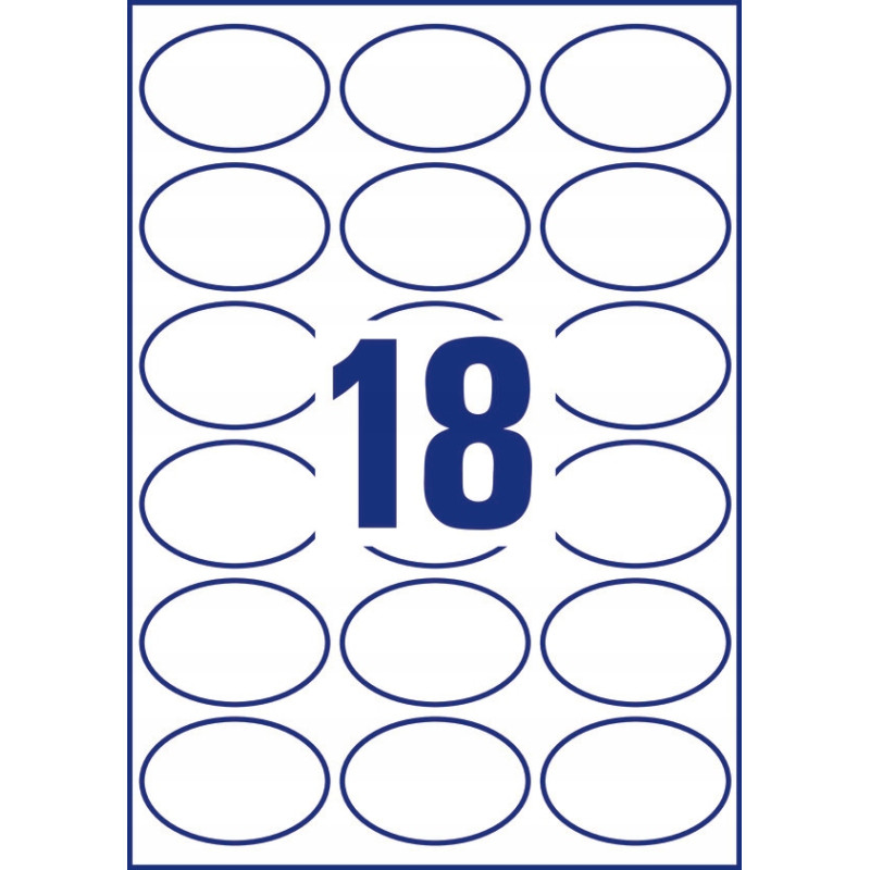 Usuwalne etykiety na przetwory A4 10 ark. 63,5 x 42,3 owalne białe 5087 AVERY ZWECKFORM