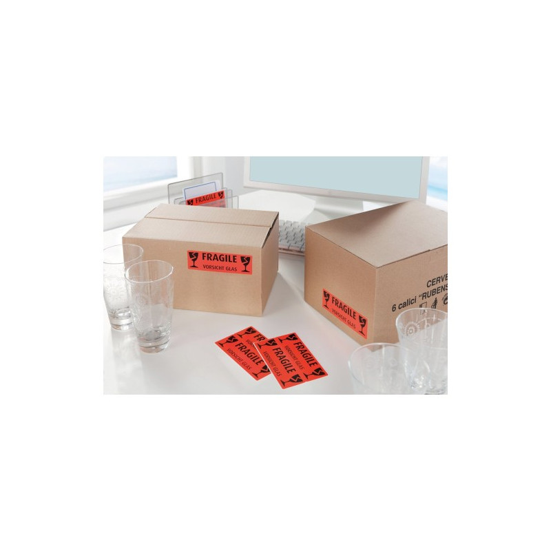 Etykieta ostrzegawcza "OSTROŻNIE SZKŁO" 119x38mm (5 arkuszy  10 etykiet) 3050 AVERY ZWECKFORM