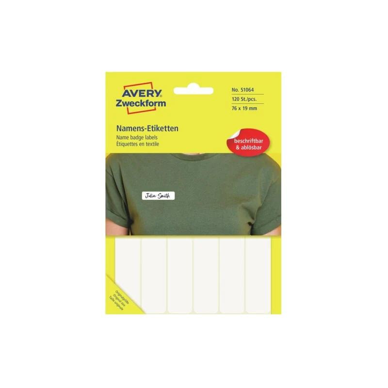 Etykieta identyfikatory imienne 76x19mm(10 arkuszy  120etykiet) Sztuczny jedwab 51064 AVERY ZWECKFORM