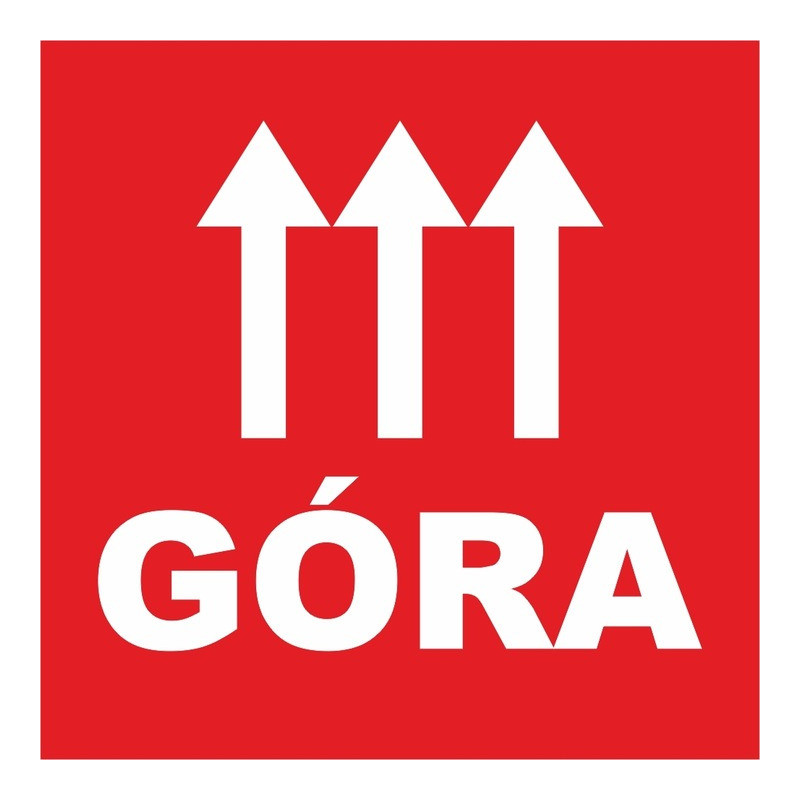 Etykieta ostrzegawcza "GÓRA" 77x77mm papierowa na roli (1000szt) BULK