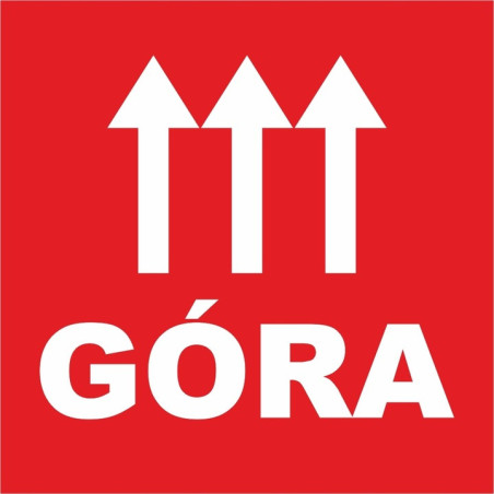 Etykieta ostrzegawcza "GÓRA" 77x77mm papierowa na roli (1000szt) BULK