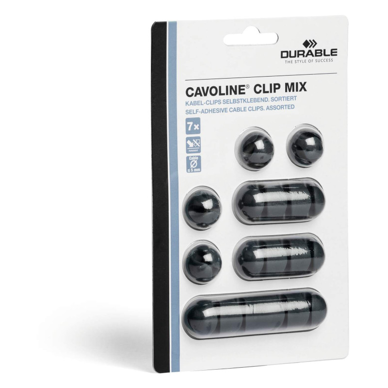 Klips samoprzylepny na 1 kabel CAVOLINE CLIP MIX, różne rodzaje w zestawie, 504137 DURABLE
