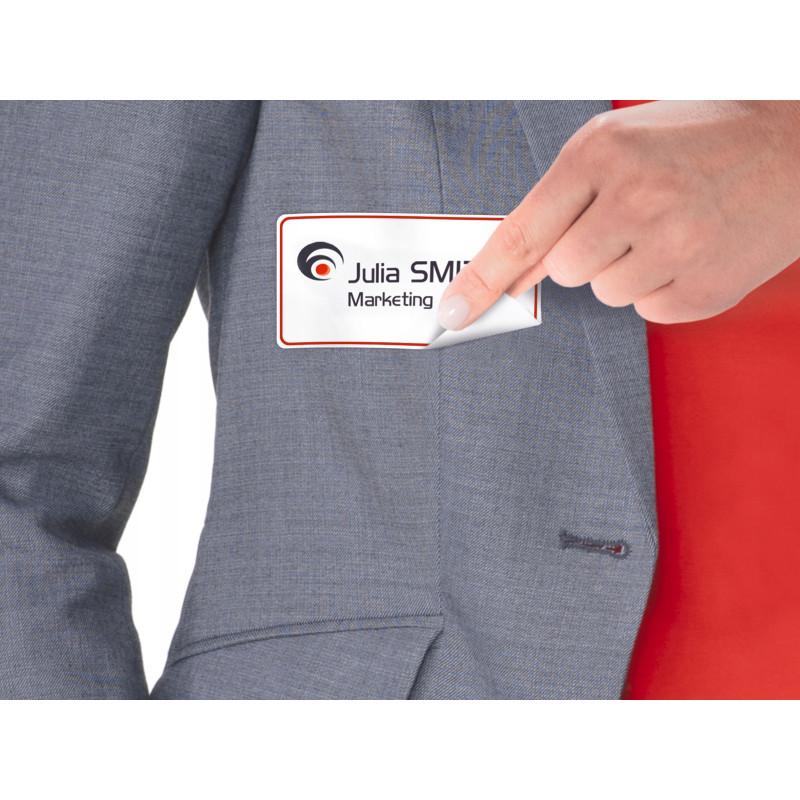 Identyfikator do zadruku samoprzylepny 80x50mm biały ramka czerwona L4786-20 AVERY ZWECKFORM