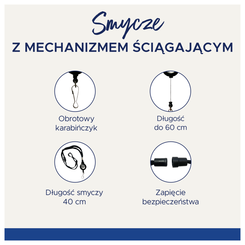 Smycz z mechanizmem ściągającym 8x400mm + 600 mm 10 sztuk) czarna 4830 AVERY