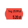 Etykiety cenowe w rolce do metkownicy dwurzędowej, 26x16 mm, (6 sztuk) czerwone neon faliste, trwały klej METO M30014337