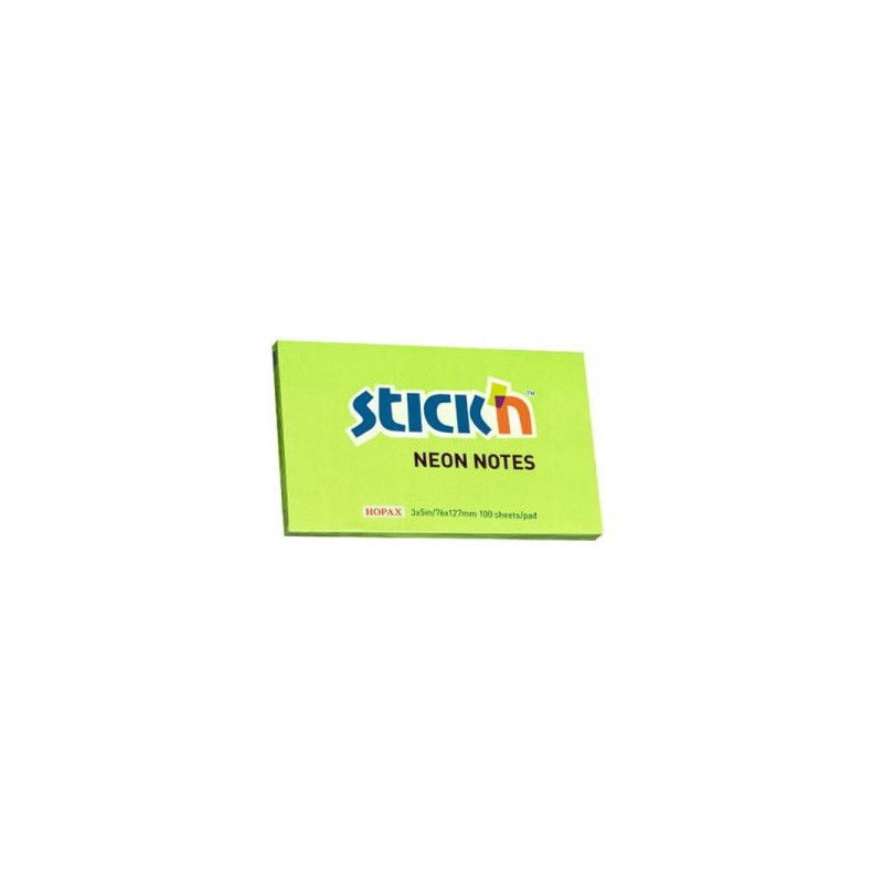 Bloczek STICK"N 127x76mm zielony neon 100k 21171