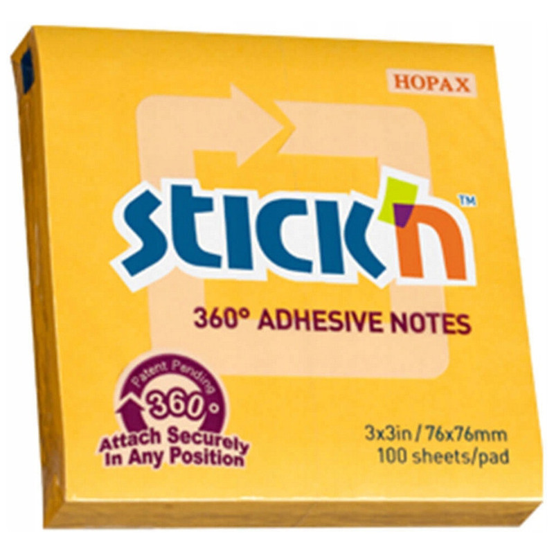 Bloczek STICK`N 76x76mm 360stopni ciemnożółty 21551