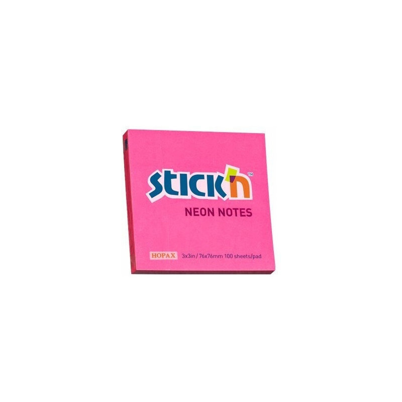 Bloczek STICK"N 76x76mm ciemnoróżowy neonowy 100k 21165 STICK"N