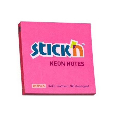 Bloczek STICK"N 76x76mm ciemnoróżowy neonowy 100k 21165 STICK"N