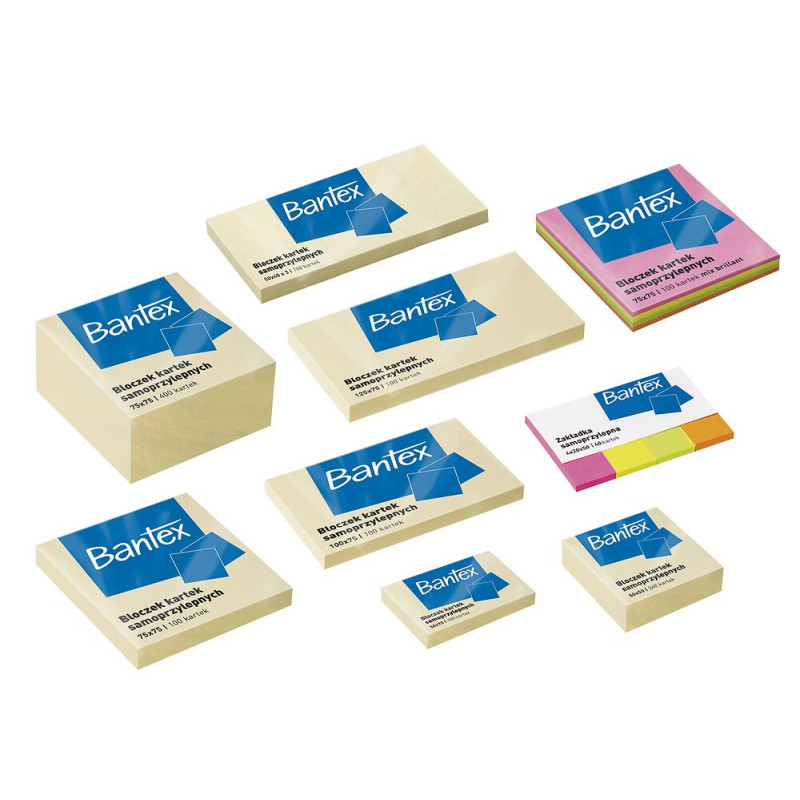 Karteczki samoprzylepne bloczek 50x50mm 240 kartek żółty 400086400 BANTEX