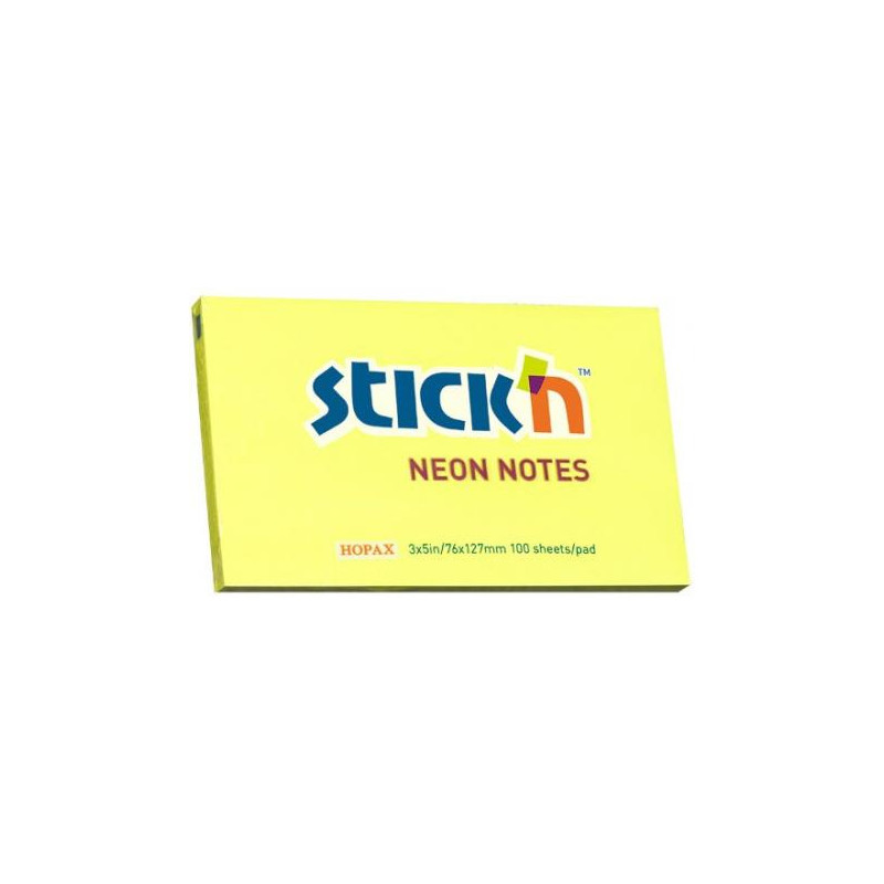 Bloczek STICK"N 127x76mm żółty neonowy 100k 21135 STICK"N