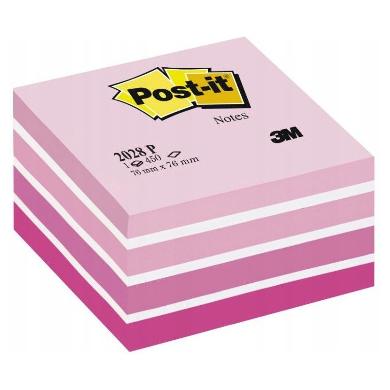 Bloczek samoprzylepny 76x76mm 450k różowy POST-IT 2028-P UU009542984 3M