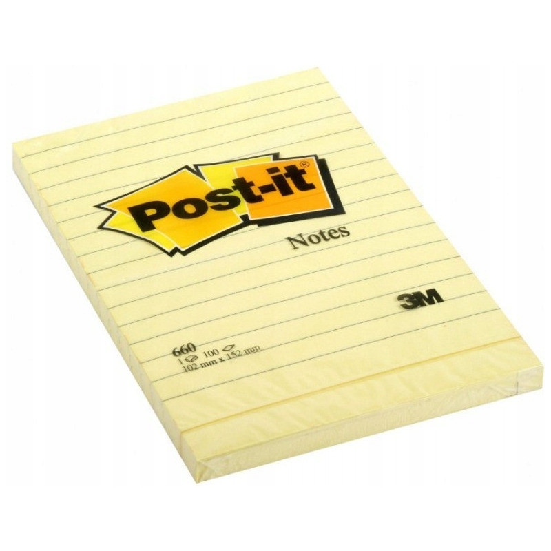 Bloczek samoprzylepny 102x152mm 100k żółty linia 660 POST-IT UU009543644 3M