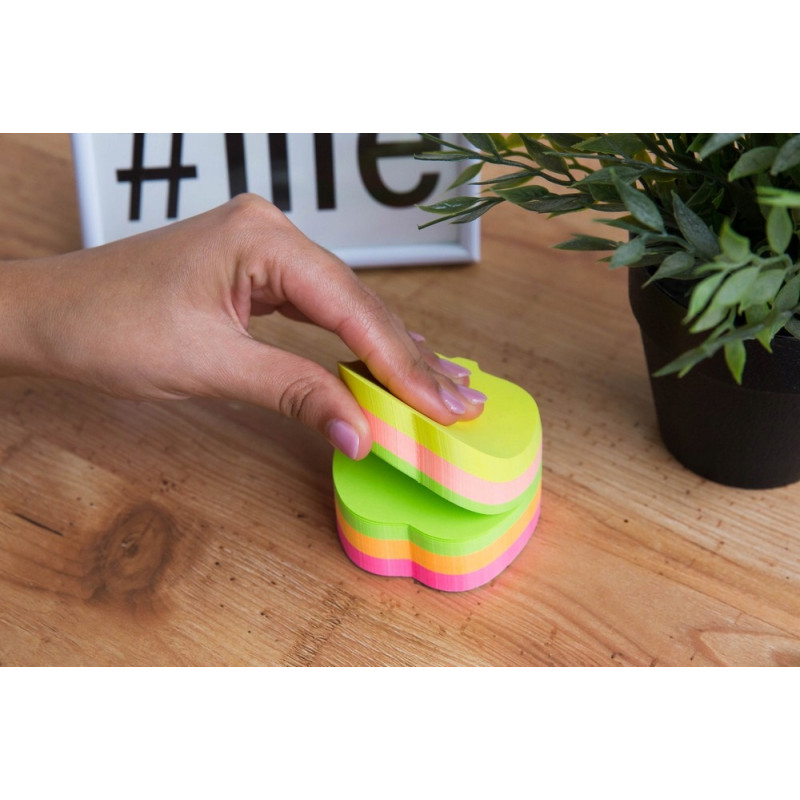 Bloczek samoprzylepny 70x70mm 400k neonowy 5 kolorów JABŁKO (110514) D.RECT