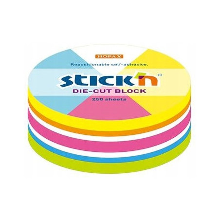 NOTES KOŁO, 61X70MM, MIX 5 KOL. NEON+BIAŁY, 250KART. 21830