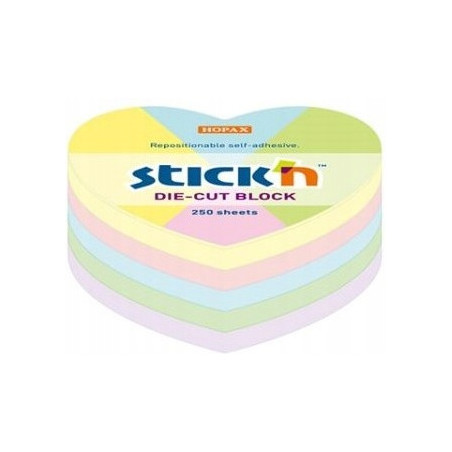 NOTES SERCE, 64X67MM, MIX 5 KOL. PASTELOWYCH, 250KART. 21835